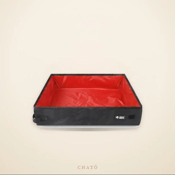Bac à litière pliable Chatô, 40 × 30 cm, doublure rouge imperméable