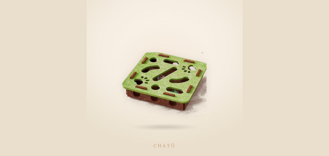 Jouet puzzle Chatô anti-ennui, plateau en bois et feutre