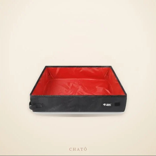 Bac à litière pliable Chatô, 40 × 30 cm, doublure rouge imperméable